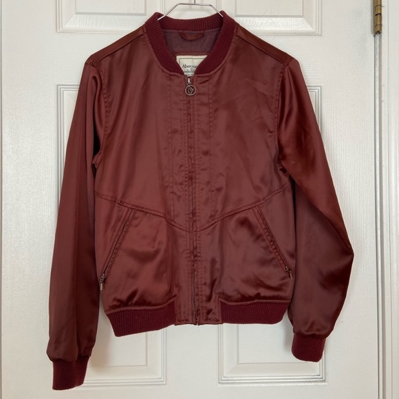 A&F Burgundy Bomber Jacket - Picture 8 of 8